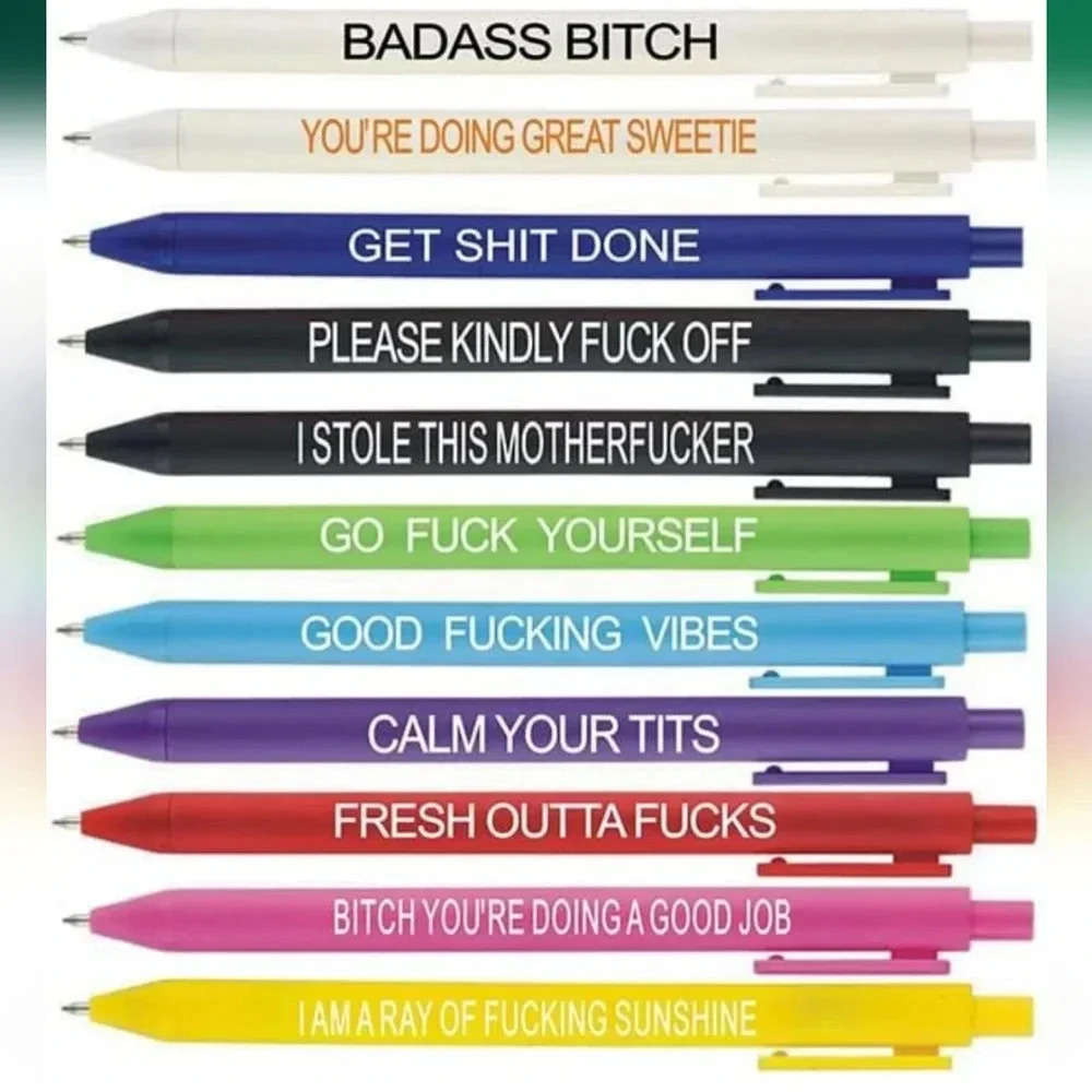 11Pcs Funny Adult Ballpoint Pen Set, Premium Days of The Week Swear Cuss Word
